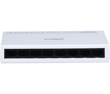 Комутатор Dahua DH-PFS3008-8ET-L, 8 портів, 100 Мбіт/с, некерований