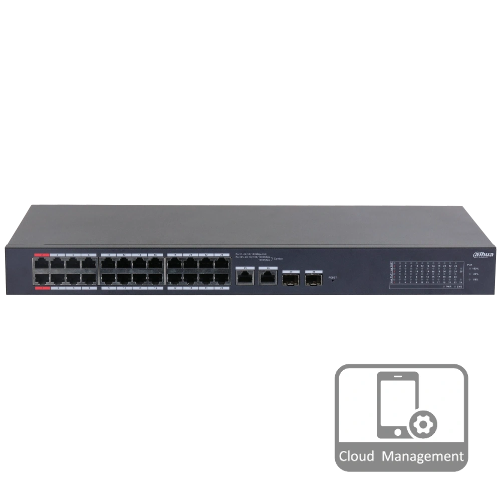 Комутатор 28 портів керований              Dahua DH-CS4226-24ET-375 PoE          