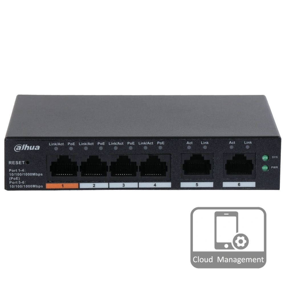 Комутатор 6 портів керований              Dahua DH-CS4006-4GT-60 PoE          